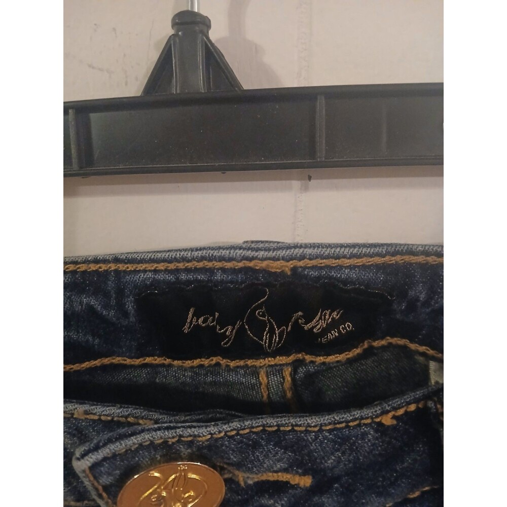 Baby Phat Y2K Gold Foil Logo Seat Crop Jeans-Size 7 - Picture 4 of 8
